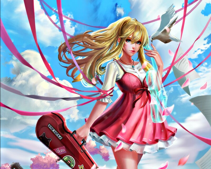 Blonde Girl with Violin Case