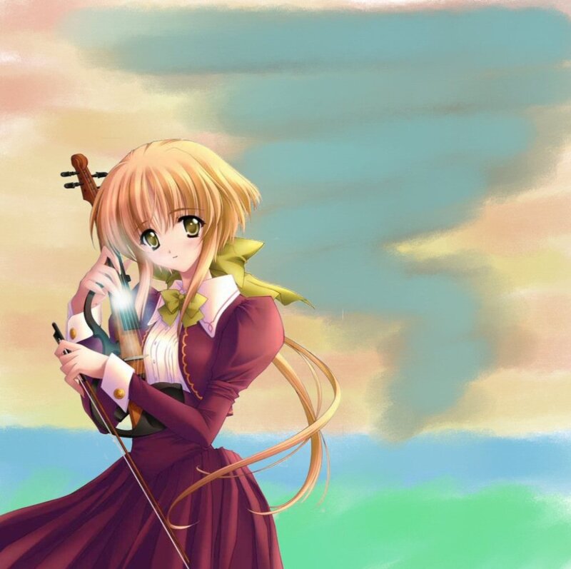 Blonde Girl with Violin — Purple