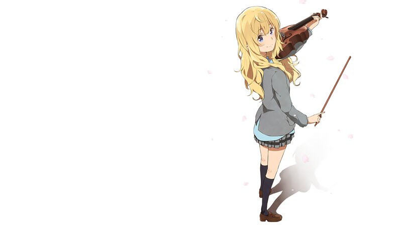 Blonde Girl with Violin — White