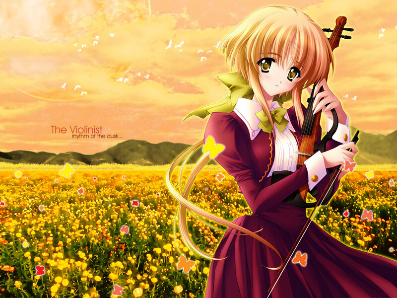 Blonde Girl with Violin — Yellow