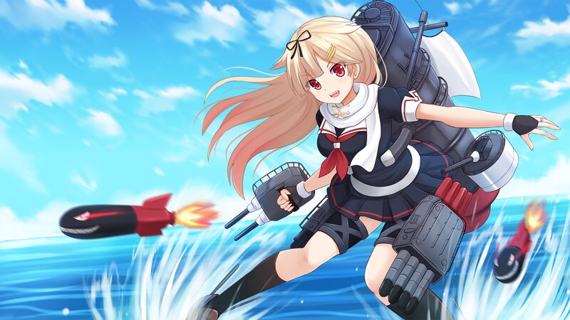 Blonde Girl with Weapons — Blue