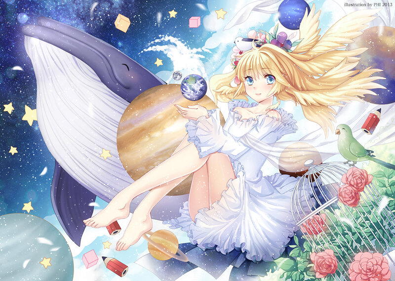 Blonde Girl with Whale