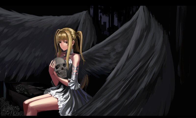 Blonde Girl with Wings — Black, Dark, Somber