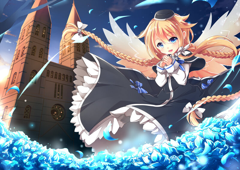 Blonde Girl with Wings — Blue, Dramatic, Night
