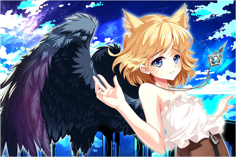 Blonde Girl with Wings — Blue, Dramatic