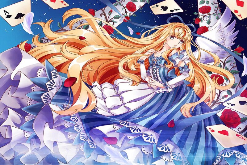 Blonde Girl with Wings — Blue, Dreamy, Night, Anime