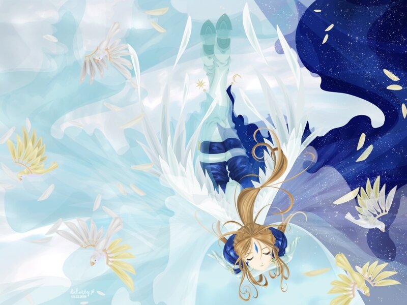 Blonde Girl with Wings — Blue, Serene