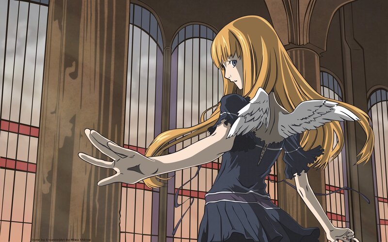 Blonde Girl with Wings — Brown, Dramatic, Anime