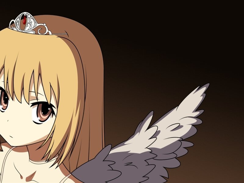 Blonde Girl with Wings — Brown, Dramatic