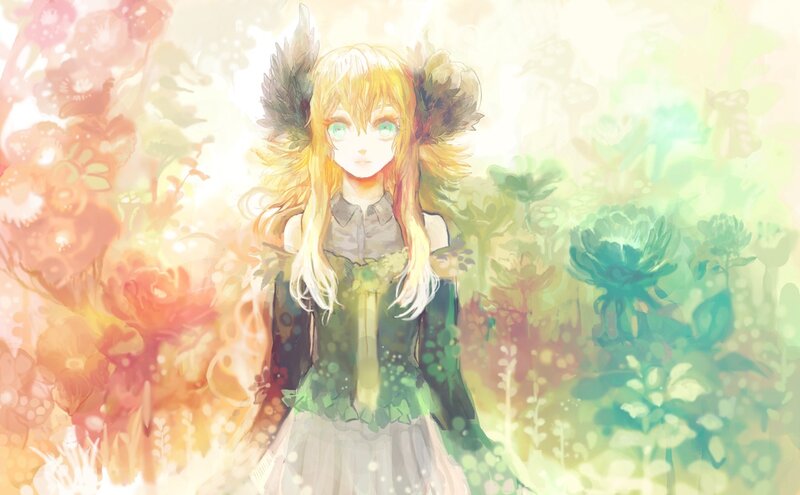 Blonde Girl with Wings — Green, Serene, Spring
