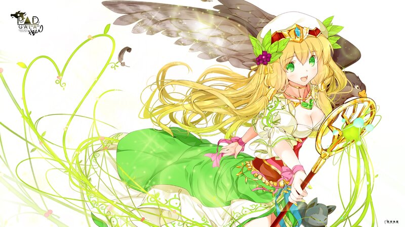 Blonde Girl with Wings — Green, Serene