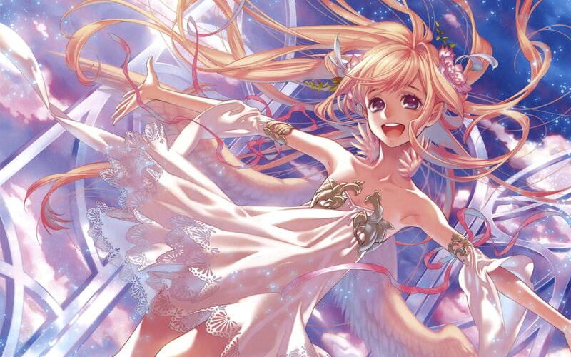 Blonde Girl with Wings — Pink, Joyful