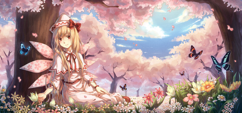 Blonde Girl with Wings — Pink, Serene, Spring