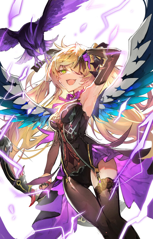 Blonde Girl with Wings — Purple, Dramatic, Anime