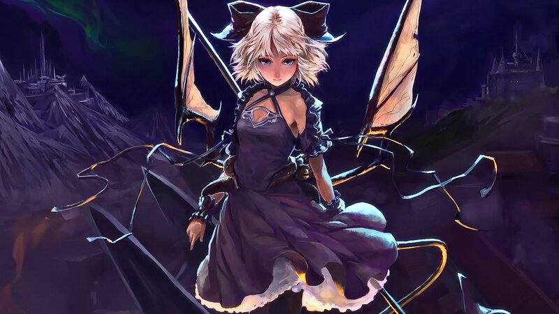 Blonde Girl with Wings — Purple, Dramatic, Night, Anime