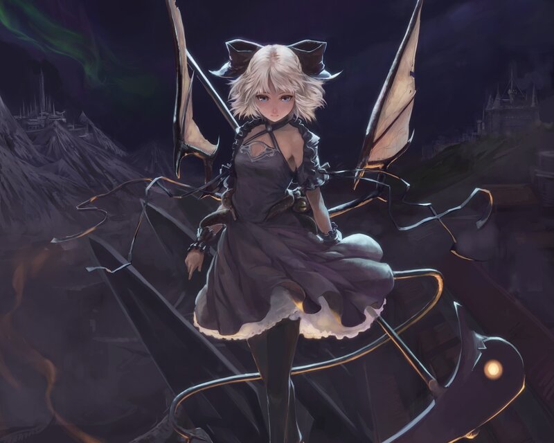 Blonde Girl with Wings — Purple, Dramatic