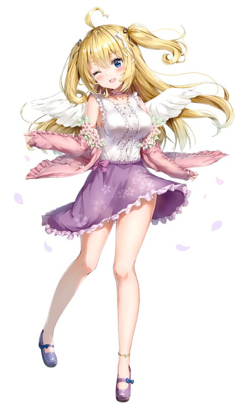 Blonde Girl with Wings — Purple, Playful, Anime