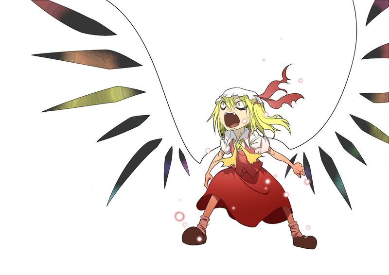 Blonde Girl with Wings — Red, Dramatic, Anime, Red Dress