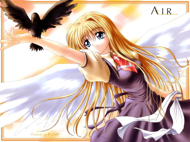 Blonde Girl with Wings — White, Serene