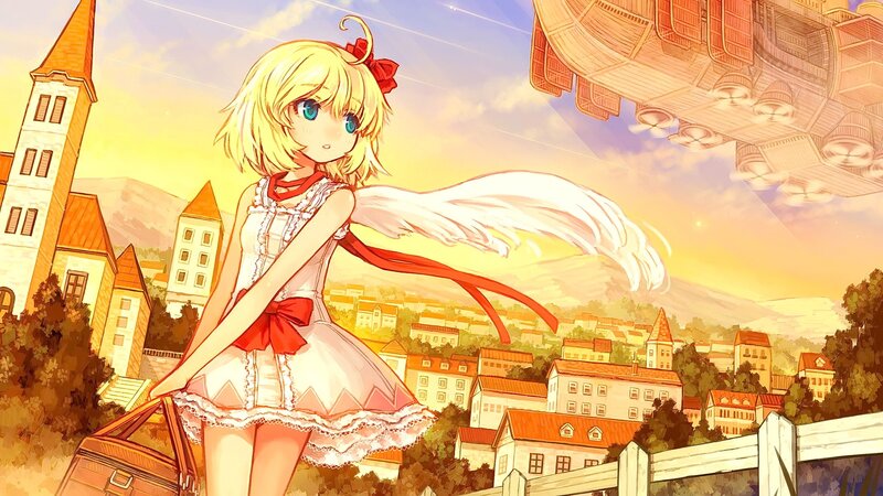 Blonde Girl with Wings — Yellow, Serene, Sunset