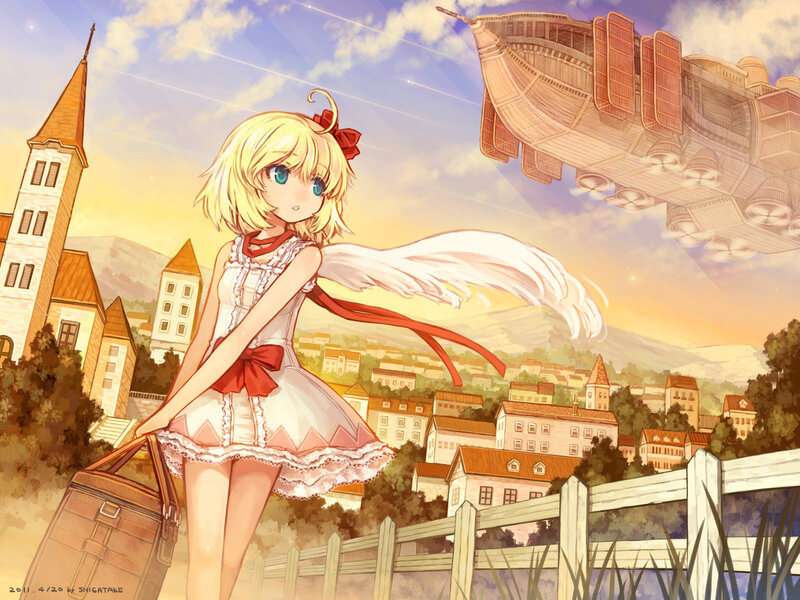 Blonde Girl with Wings — Yellow, Serene