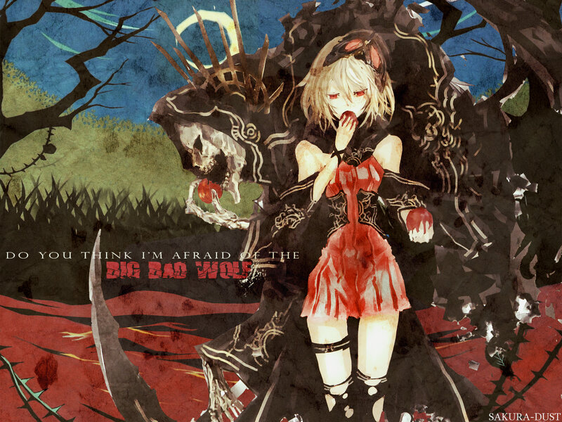 Blonde Girl with Wolf — Red