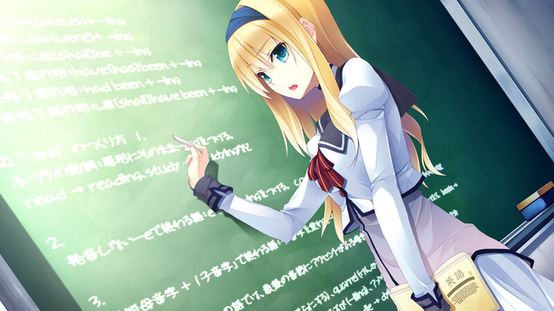 Blonde Girl Writing on Chalkboard