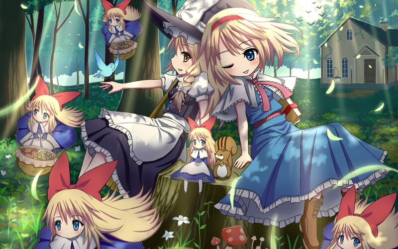 Blonde Girls in Forest