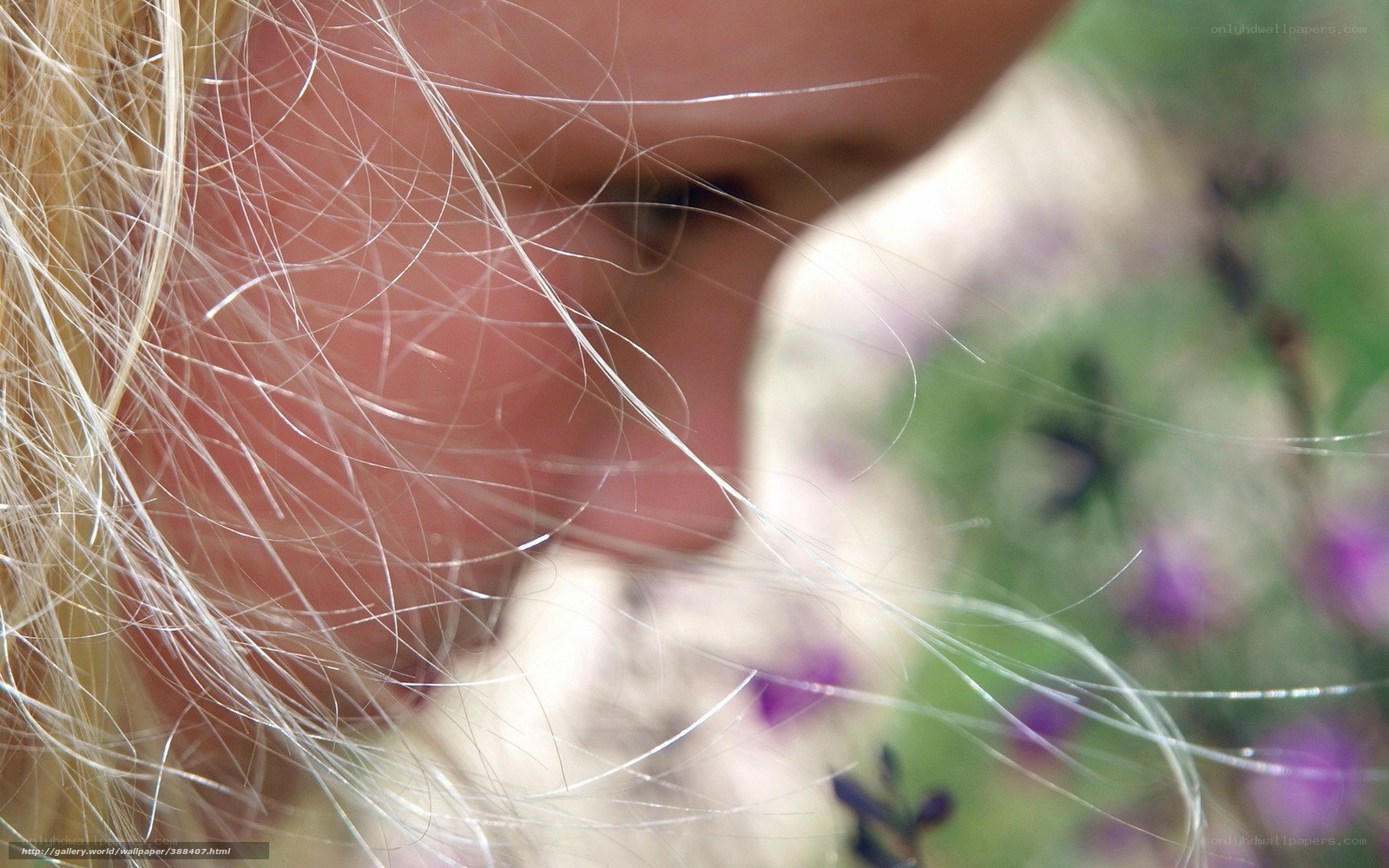 Blonde hair in focus