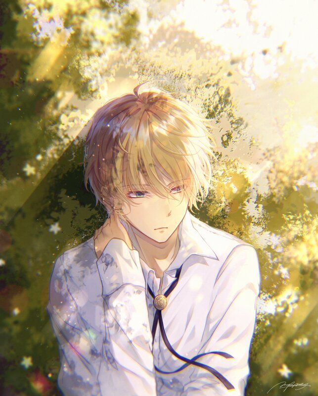 Blonde-haired Anime Boy — White