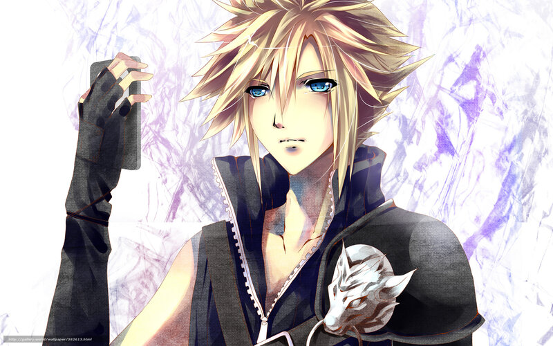 Blonde-haired Anime Character — Black, Dramatic, Blue Eyes, Black Jacket