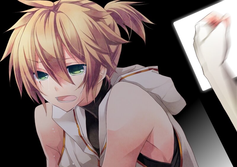 Blonde-haired Anime Character — Black