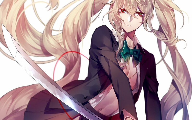 Blonde-haired Anime Character — White, Dramatic, Sword