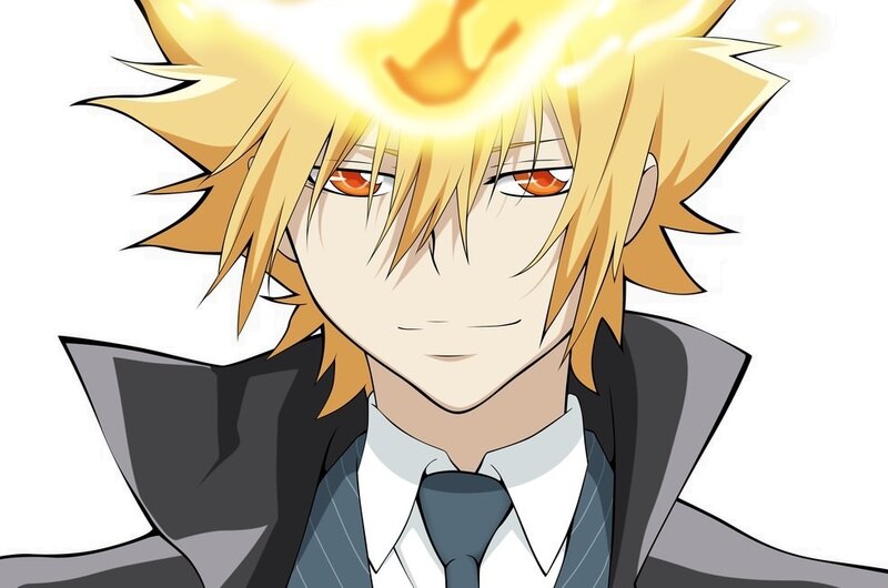 Blonde-haired Anime Character — Yellow, Serious, Flame