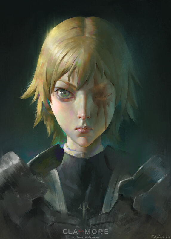 Blonde-haired Character — Black, Dramatic, Digital Art
