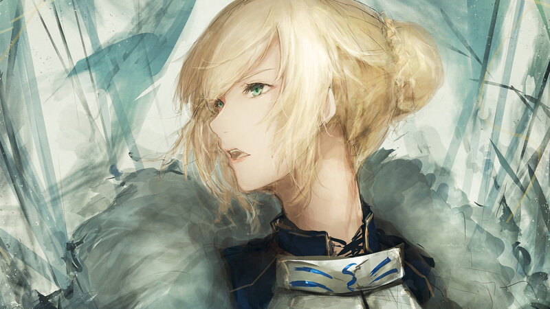 Blonde-haired Character — Blue, Dramatic, Digital Art