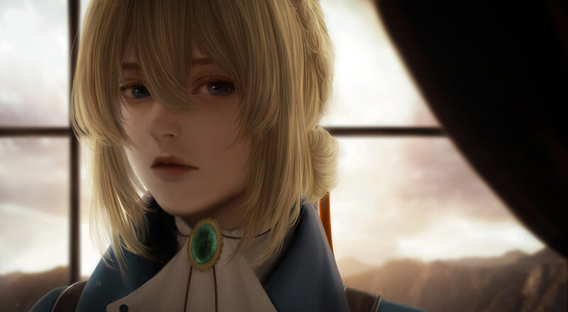 Blonde-haired Character — Blue, Dramatic, Sunset