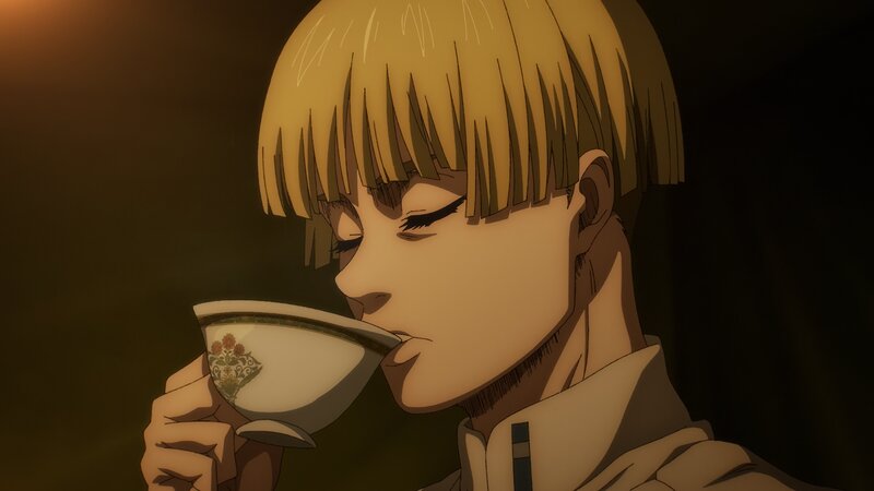 Blonde-haired Character Drinking