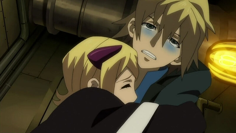 Blonde-haired Character Hugging
