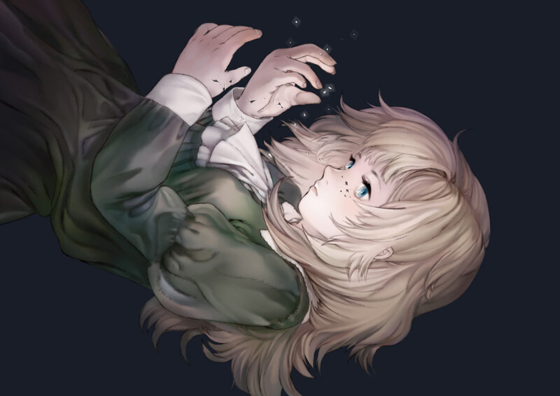 Blonde-haired Character Lying