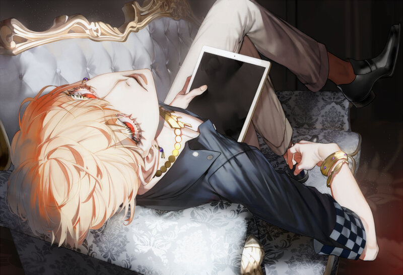 Blonde-haired Character on Couch