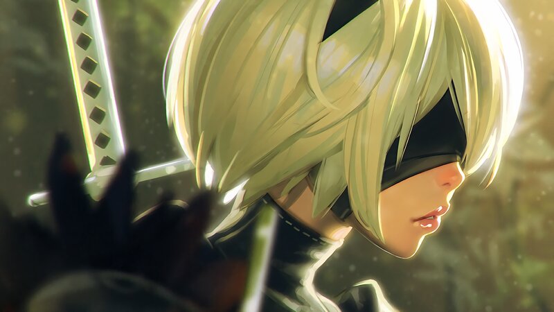 Blonde-haired Character with Sword — White