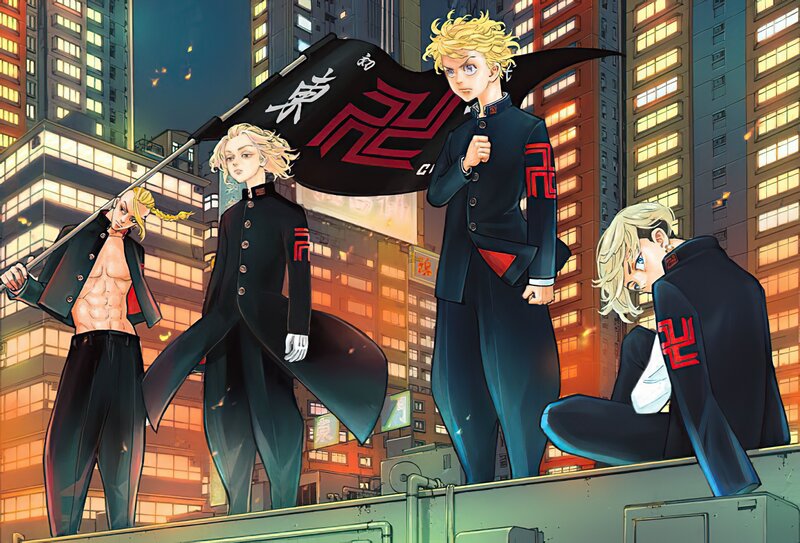 Blonde-haired Characters on Rooftop