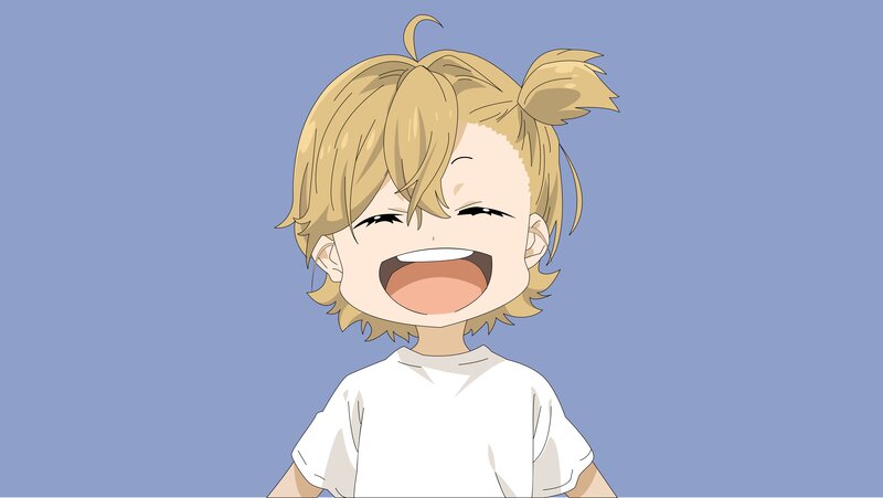 Blonde-haired Child Laughing — Blue