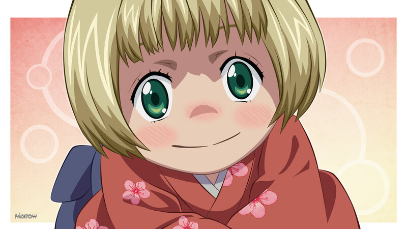 Blonde-haired Girl in Kimono