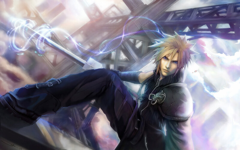 Blonde-haired Man with Sword — Purple