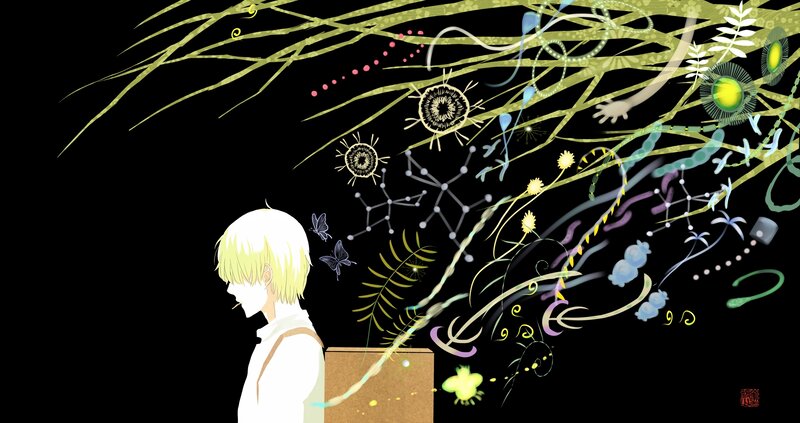 Blonde-haired Person in Profile — Black
