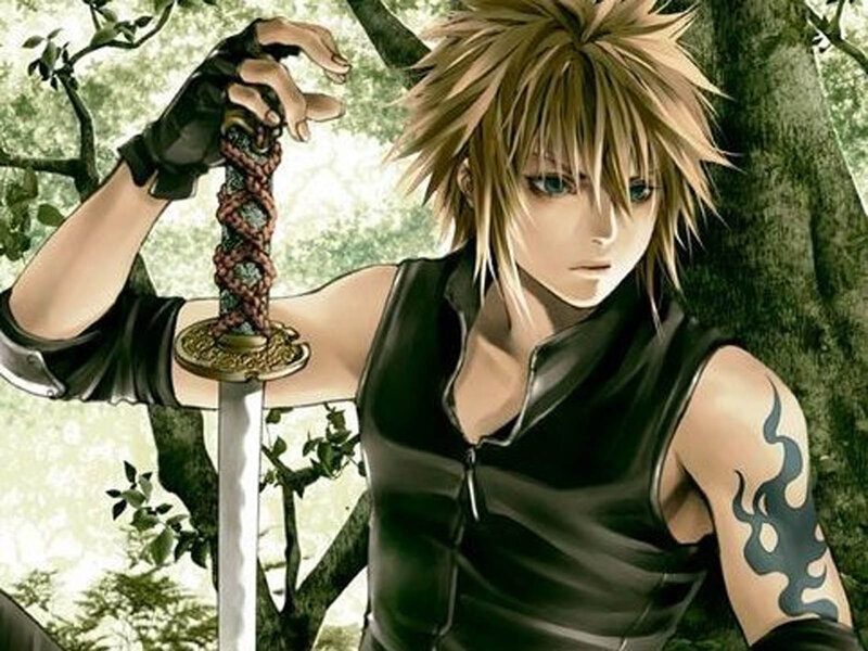 Blonde-haired Warrior — Black, Serious