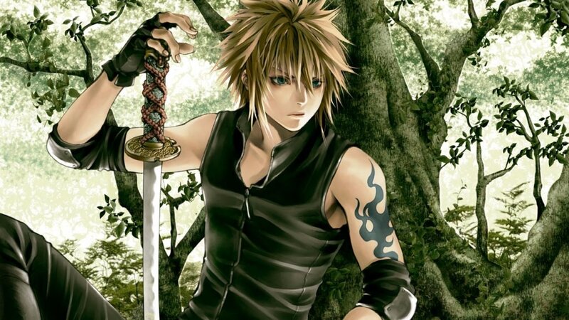 Blonde-haired Warrior — Green, Serious