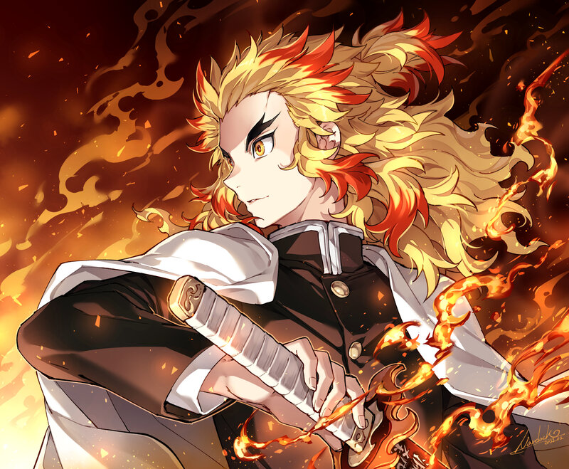 Blonde-haired Warrior — Orange, Dramatic